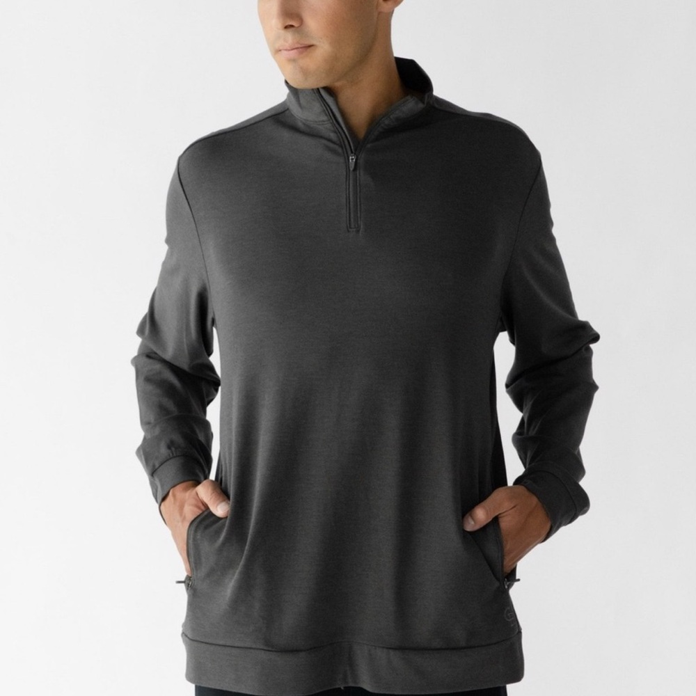 Cozy Earth Men’s Black Quarter Zip Size S Bamboo Preppy Athleisure